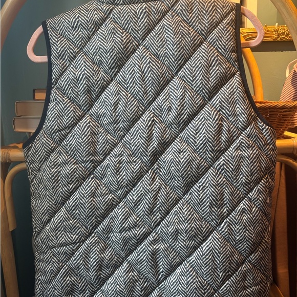 J. Crew Black and White Herringbone Puffer Vest - Picture 3 of 3